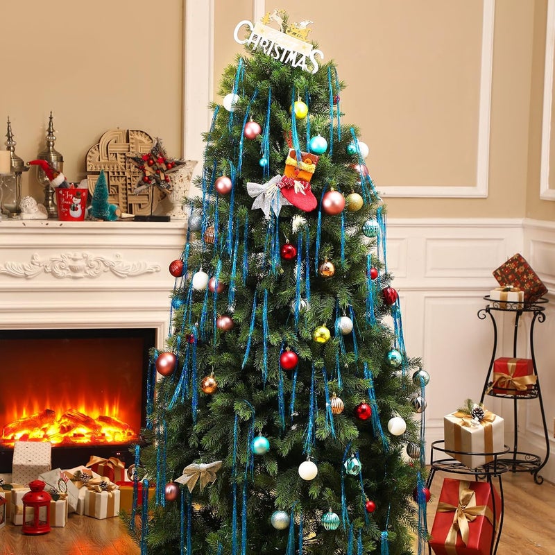 Lyrow Store 40000 Strands Tinsel Icicles 19.7 inch Christmas Tree Tinsel Foil Fringe Hanging Winter Home Decorations for Xmas Tree Holiday Decor Birthday Wedding Anniversary Party Supplies(Blue) - Image 4